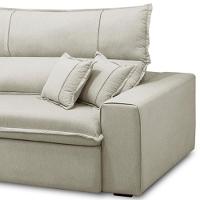 Sofá Retrátil Reclinável Para Sala 3 Lugares 210cm Aisha F04 Veludo Bege - Lyam Decor - 3