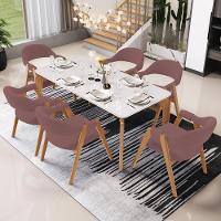 Kit 05 Cadeiras De Jantar E Estar Living Estofada Nadja L02 Suede Rosê - Lyam Decor - 2