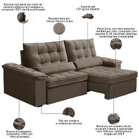 Sofá Retrátil Reclinável Para Sala 3 Lugares 210cm Maresi F04 Veludo Marrom Claro - Lyam Decor - 3