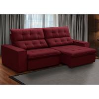 Sofá Retrátil Reclinável Para Sala 3 Lugares 250cm Vincent F04 Veludo Vermelho - Lyam Decor - 2