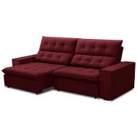 Sofá Retrátil Reclinável Para Sala 3 Lugares 250cm Vincent F04 Veludo Vermelho - Lyam Decor - 7
