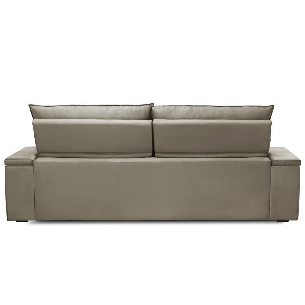 Sofá Retrátil Reclinável Para Sala 4 Lugares 270cm Niels F04 Veludo Amêndoa - Lyam Decor - 10