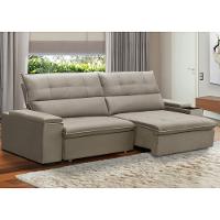 Sofá Retrátil Reclinável Para Sala 4 Lugares 270cm Niels F04 Veludo Amêndoa - Lyam Decor - 2