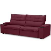 Sofá Retrátil Reclinável Para Sala 3 Lugares 250cm Niels F04 Veludo Vermelho - Lyam Decor - 5