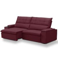 Sofá Retrátil Reclinável Para Sala 3 Lugares 250cm Niels F04 Veludo Vermelho - Lyam Decor - 6
