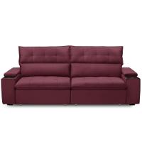Sofá Retrátil Reclinável Para Sala 3 Lugares 250cm Niels F04 Veludo Vermelho - Lyam Decor - 10
