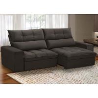 Sofá Retrátil Reclinável Para Sala 3 Lugares 250cm Asaph F04 Veludo Marrom Escuro - Lyam Decor - 2