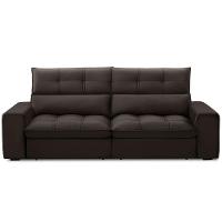 Sofá Retrátil Reclinável Para Sala 3 Lugares 250cm Asaph F04 Veludo Marrom Escuro - Lyam Decor - 3