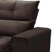 Sofá Retrátil Reclinável Para Sala 3 Lugares 250cm Asaph F04 Veludo Marrom Escuro - Lyam Decor - 9