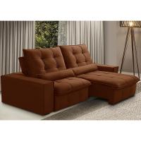 Sofá Retrátil Reclinável Para Sala 3 Lugares 210cm Curie F04 Veludo Terracota - Lyam Decor - 2