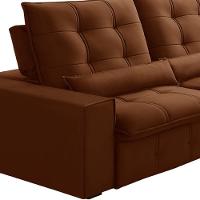 Sofá Retrátil Reclinável Para Sala 3 Lugares 210cm Curie F04 Veludo Terracota - Lyam Decor - 6