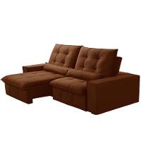 Sofá Retrátil Reclinável Para Sala 3 Lugares 210cm Curie F04 Veludo Terracota - Lyam Decor - 7