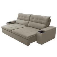 Sofá Retrátil Reclinável Para Sala 3 Lugares 250cm Niels F04 Veludo Amêndoa - Lyam Decor - 9