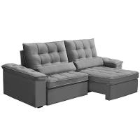 Sofá Retrátil Reclinável Para Sala 3 Lugares 250cm Maresi F04 Veludo Cinza Claro - Lyam Decor - 1