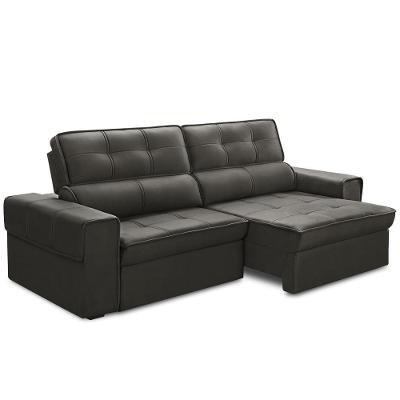 Sofá Retrátil Reclinável Para Sala 3 Lugares 250cm Samir F04 Veludo Marrom Escuro - Lyam Decor