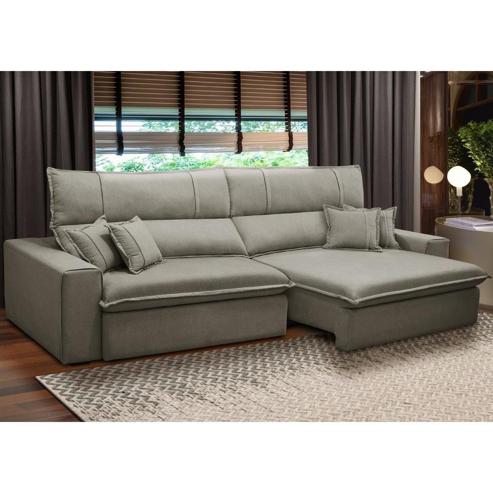 Sofá Retrátil Reclinável Para Sala 3 Lugares 210cm Aisha F04 Veludo Marrom Claro - Lyam Decor - 2