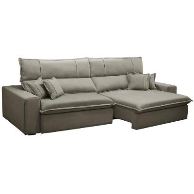 Sofá Retrátil Reclinável Para Sala 3 Lugares 210cm Aisha F04 Veludo Marrom Claro - Lyam Decor