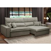 Sofá Retrátil Reclinável Para Sala 3 Lugares 210cm Aisha F04 Veludo Marrom Claro - Lyam Decor - 2