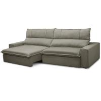 Sofá Retrátil Reclinável Para Sala 3 Lugares 210cm Aisha F04 Veludo Marrom Claro - Lyam Decor - 6