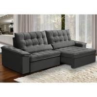Sofá Retrátil Reclinável Para Sala 4 Lugares 290cm Maresi F04 Veludo Cinza Escuro - Lyam Decor - 2