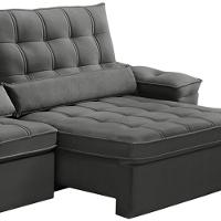 Sofá Retrátil Reclinável Para Sala 4 Lugares 290cm Maresi F04 Veludo Cinza Escuro - Lyam Decor - 6