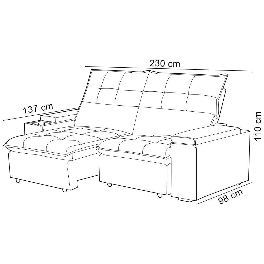 Sofá Retrátil Reclinável Para Sala 3 Lugares 230cm Niels F04 Veludo Cinza Escuro - Lyam Decor - 5