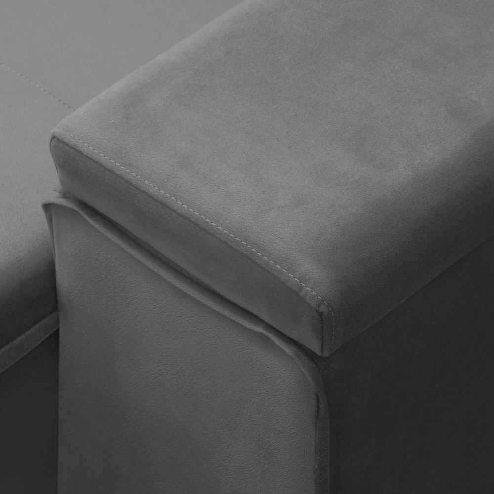 Sofá Retrátil Reclinável Para Sala 3 Lugares 230cm Niels F04 Veludo Cinza Escuro - Lyam Decor - 7