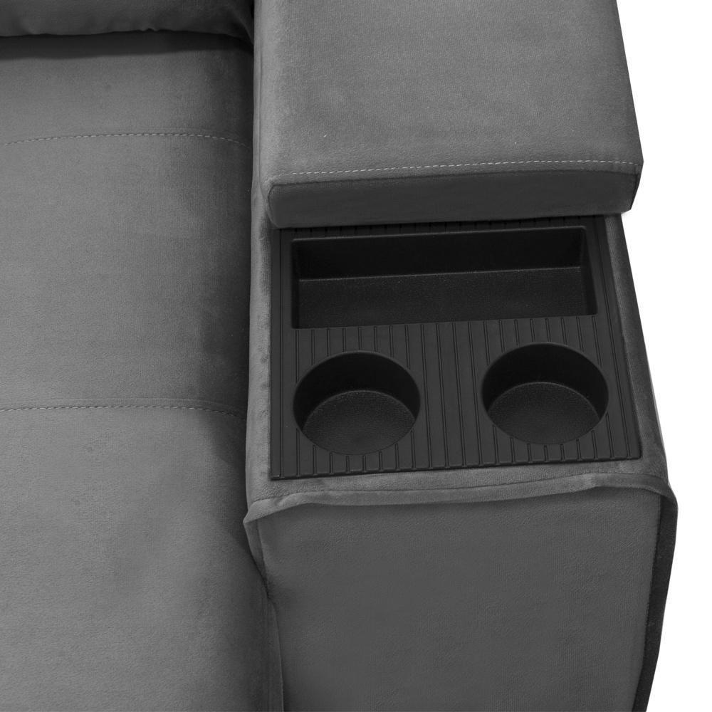 Sofá Retrátil Reclinável Para Sala 3 Lugares 230cm Niels F04 Veludo Cinza Escuro - Lyam Decor - 8