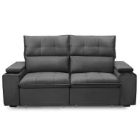 Sofá Retrátil Reclinável Para Sala 3 Lugares 230cm Niels F04 Veludo Cinza Escuro - Lyam Decor - 3