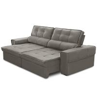 Sofá Retrátil Reclinável Para Sala 3 Lugares 250cm Samir F04 Veludo Marrom Claro - Lyam Decor - 7