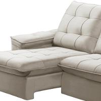 Sofá Retrátil Reclinável Para Sala 3 Lugares 210cm Nijma F04 Veludo Bege - Lyam Decor - 6