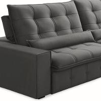 Sofá Retrátil Reclinável Para Sala 4 Lugares 290cm Curie F04 Veludo Cinza Escuro - Lyam Decor - 5