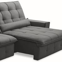 Sofá Retrátil Reclinável Para Sala 4 Lugares 290cm Curie F04 Veludo Cinza Escuro - Lyam Decor - 6