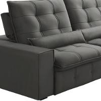 Sofá Retrátil Reclinável Para Sala 3 Lugares 210cm Curie F04 Veludo Cinza Escuro - Lyam Decor - 5