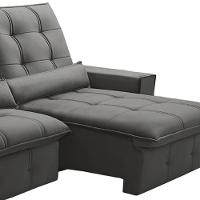 Sofá Retrátil Reclinável Para Sala 3 Lugares 210cm Curie F04 Veludo Cinza Escuro - Lyam Decor - 6