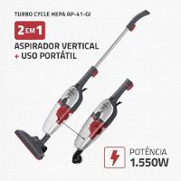 Aspirador De Pó Vertical Mondial Turbo Cycle HEPA AP-41-GI 1550W Cinza Com Inox 220V - 2