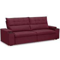 Sofá Retrátil Reclinável Para Sala 4 Lugares 270cm Niels F04 Veludo Vermelho - Lyam Decor - 7
