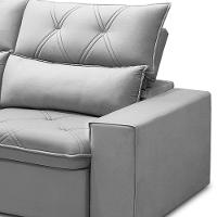 Sofá Retrátil Reclinável Para Sala 3 Lugares 230cm Aires F04 Veludo Cinza Claro - Lyam Decor - 3