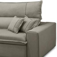 Sofá Retrátil Reclinável Para Sala 3 Lugares 250cm Aisha F04 Veludo Marrom Claro - Lyam Decor - 7