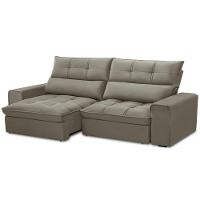 Sofá Retrátil Reclinável Para Sala 3 Lugares 230cm Asaph F04 Veludo Marrom Claro - Lyam Decor - 7