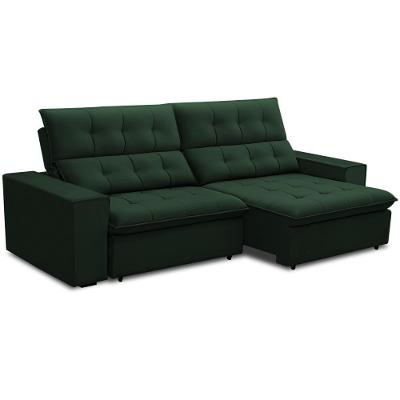 Sofá Retrátil Reclinável Para Sala 3 Lugares 250cm Vincent F04 Veludo Verde - Lyam Decor