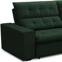 Sofá Retrátil Reclinável Para Sala 3 Lugares 250cm Vincent F04 Veludo Verde - Lyam Decor - 5