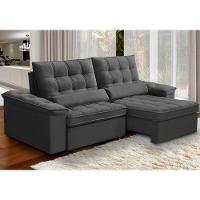 Sofá Retrátil Reclinável Para Sala 3 Lugares 250cm Maresi F04 Veludo Cinza Escuro - Lyam Decor - 2