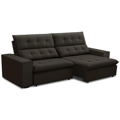 Sofá Retrátil Reclinável Para Sala 3 Lugares 250cm Vincent F04 Veludo Marrom Escuro - Lyam Decor