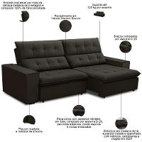 Sofá Retrátil Reclinável Para Sala 3 Lugares 250cm Vincent F04 Veludo Marrom Escuro - Lyam Decor - 3