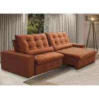 Sofá Retrátil Reclinável Para Sala 4 Lugares 290cm Curie F04 Veludo Terracota - Lyam Decor - 2