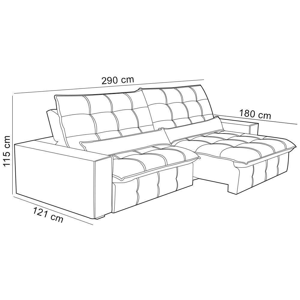 Sofá Retrátil Reclinável Para Sala 4 Lugares 290cm Curie F04 Veludo Marrom Escuro - Lyam Decor - 4