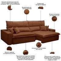 Sofá Retrátil Reclinável Para Sala 3 Lugares 250cm Aisha F04 Veludo Terracota - Lyam Decor - 3