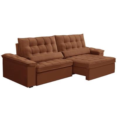 Sofá Retrátil Reclinável Para Sala 4 Lugares 290cm Maresi F04 Veludo Terracota - Lyam Decor