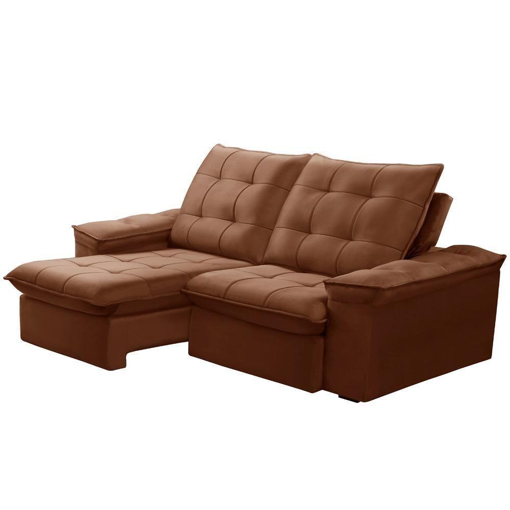 Sofá Retrátil Reclinável Para Sala 3 Lugares 230cm Nijma F04 Veludo Terracota - Lyam Decor - 5